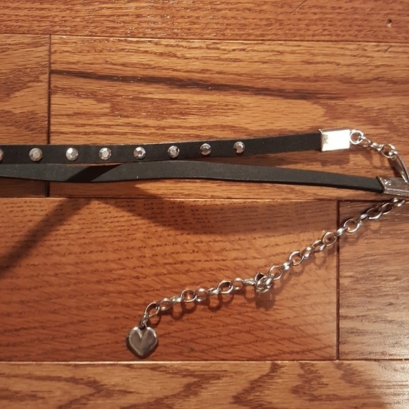 BELT Black With Silver Heart - Picture 1 of 5